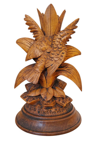 Antique Black Forest Hand-Carved Wooden Bird Figurine – Linden Wood