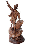 Large Hand-Carved Wooden Sculpture – Tyrolean Hunter with Game – circa 1900 (price in consultation)