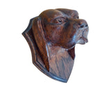 Antique Black Forest Hand-Carved Dog Head Plaque
