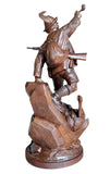 Large Hand-Carved Wooden Sculpture – Tyrolean Hunter with Game – circa 1900 (price in consultation)