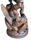 Large Hand-Carved Wooden Sculpture – Tyrolean Hunter with Game – circa 1900 (price in consultation)
